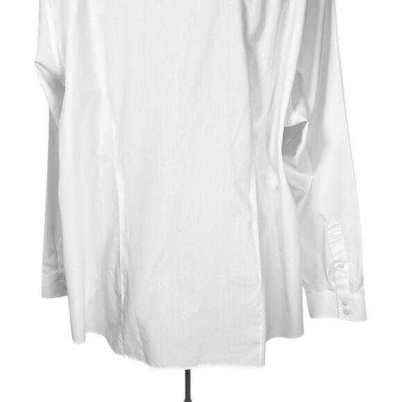 Lands’ End Womens No Iron Button Up Shirt White 100% Cotton Size 22W Long Sleeve - Picture 8 of 9